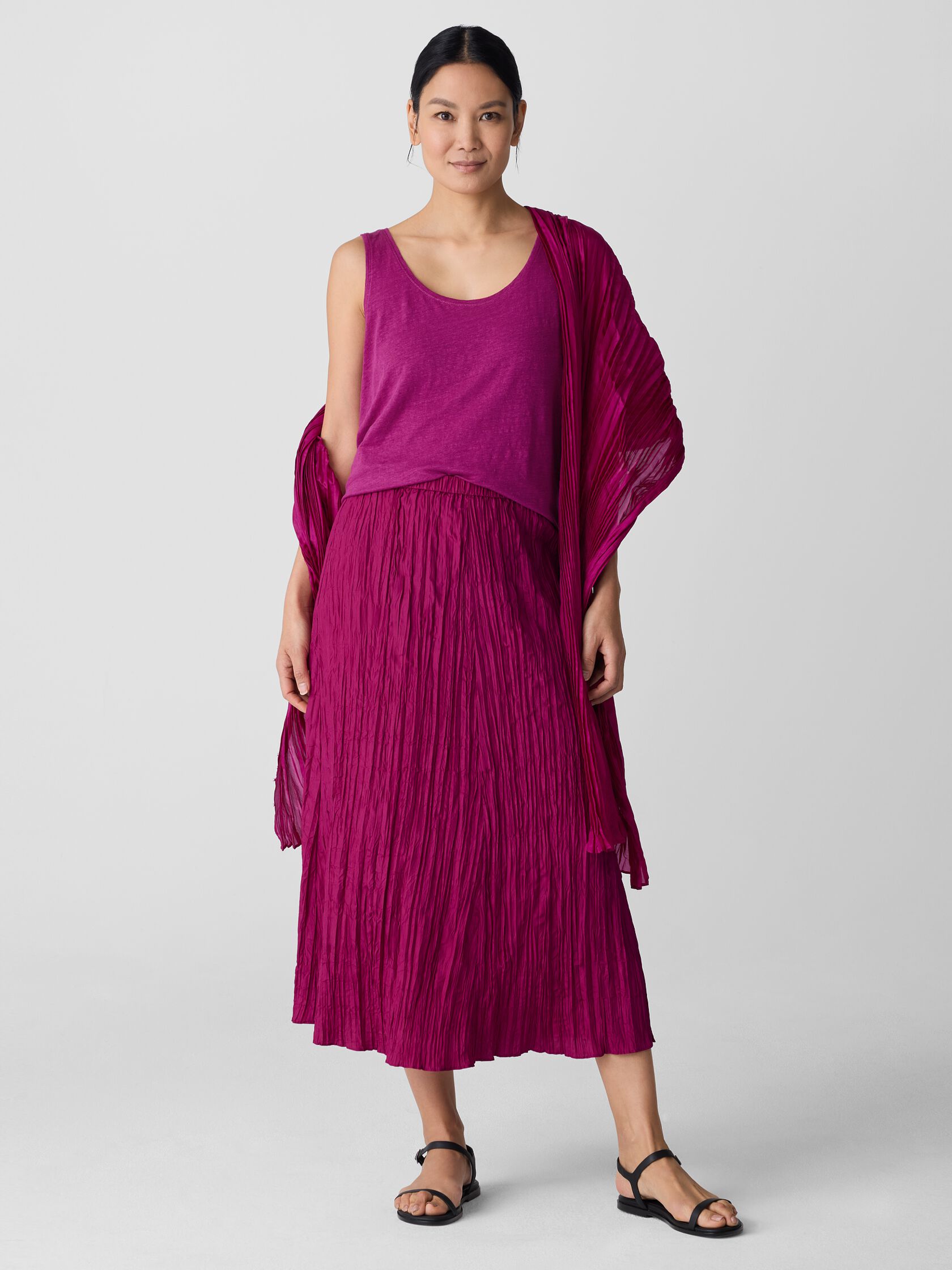 Crushed Silk Flared Skirt
