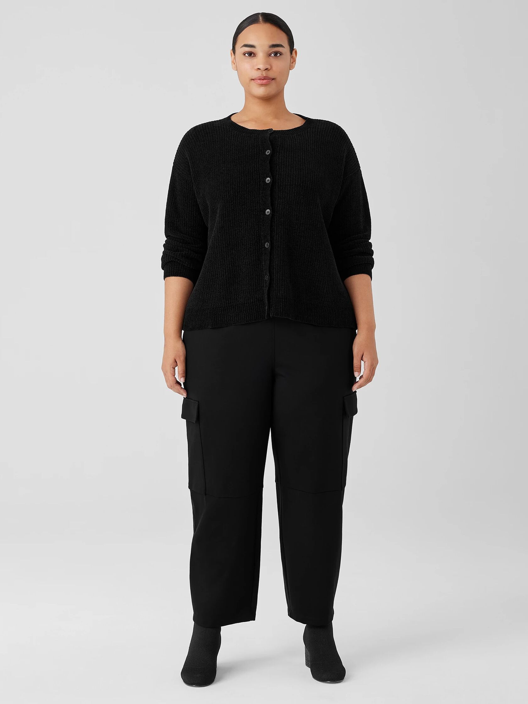 Organic Cotton Chenille Crew Neck Cardigan
