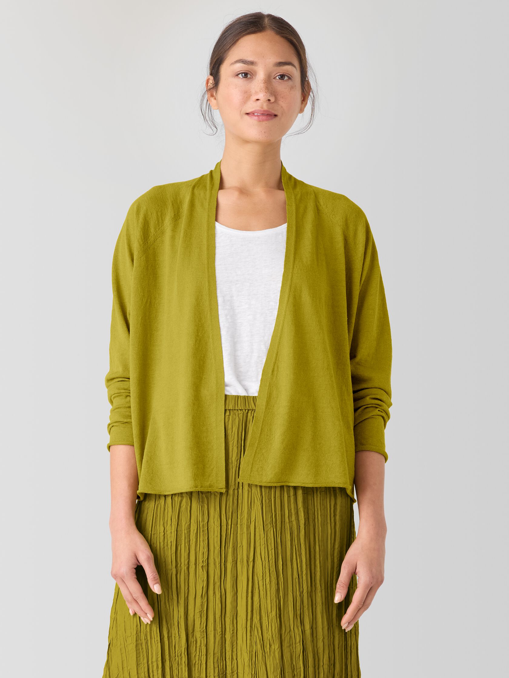 Organic Linen Cotton High Collar Cardigan