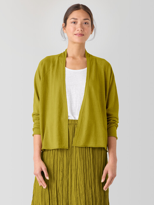 Organic Linen Cotton High Collar Cardigan