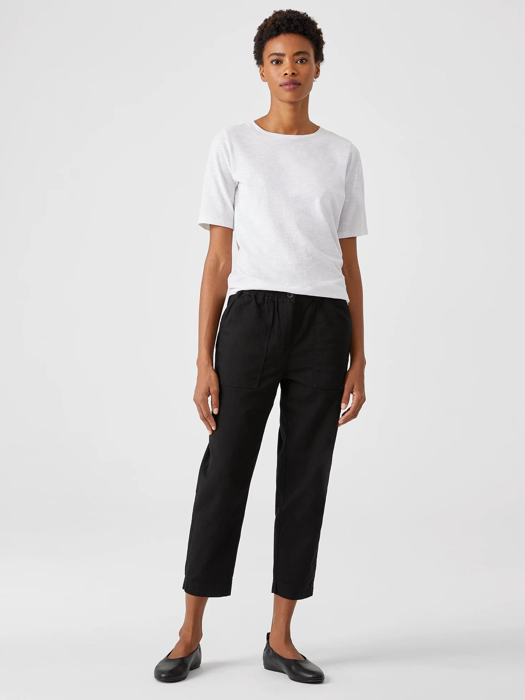 Organic Cotton Twill Tapered Cropped Pant