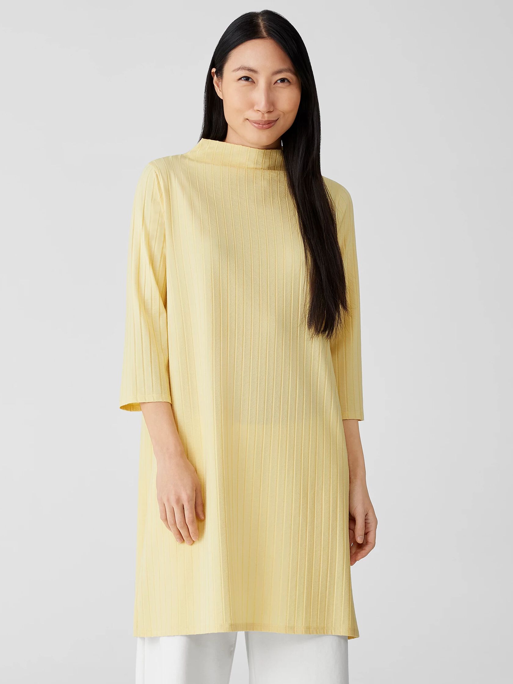 Washable Stretch Rib Funnel Neck Dress