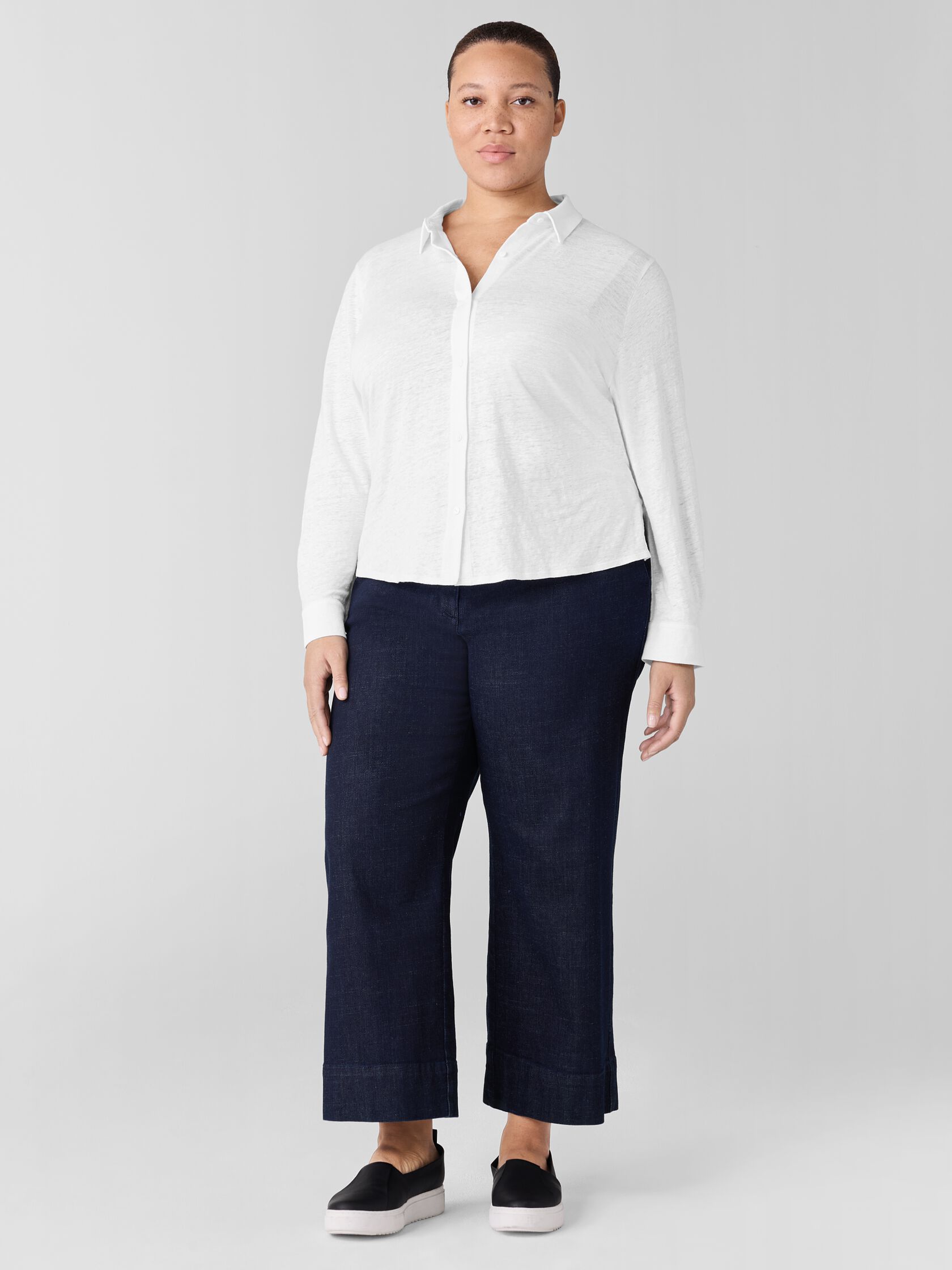 Cotton Stretch Denim Wide-Leg Jean