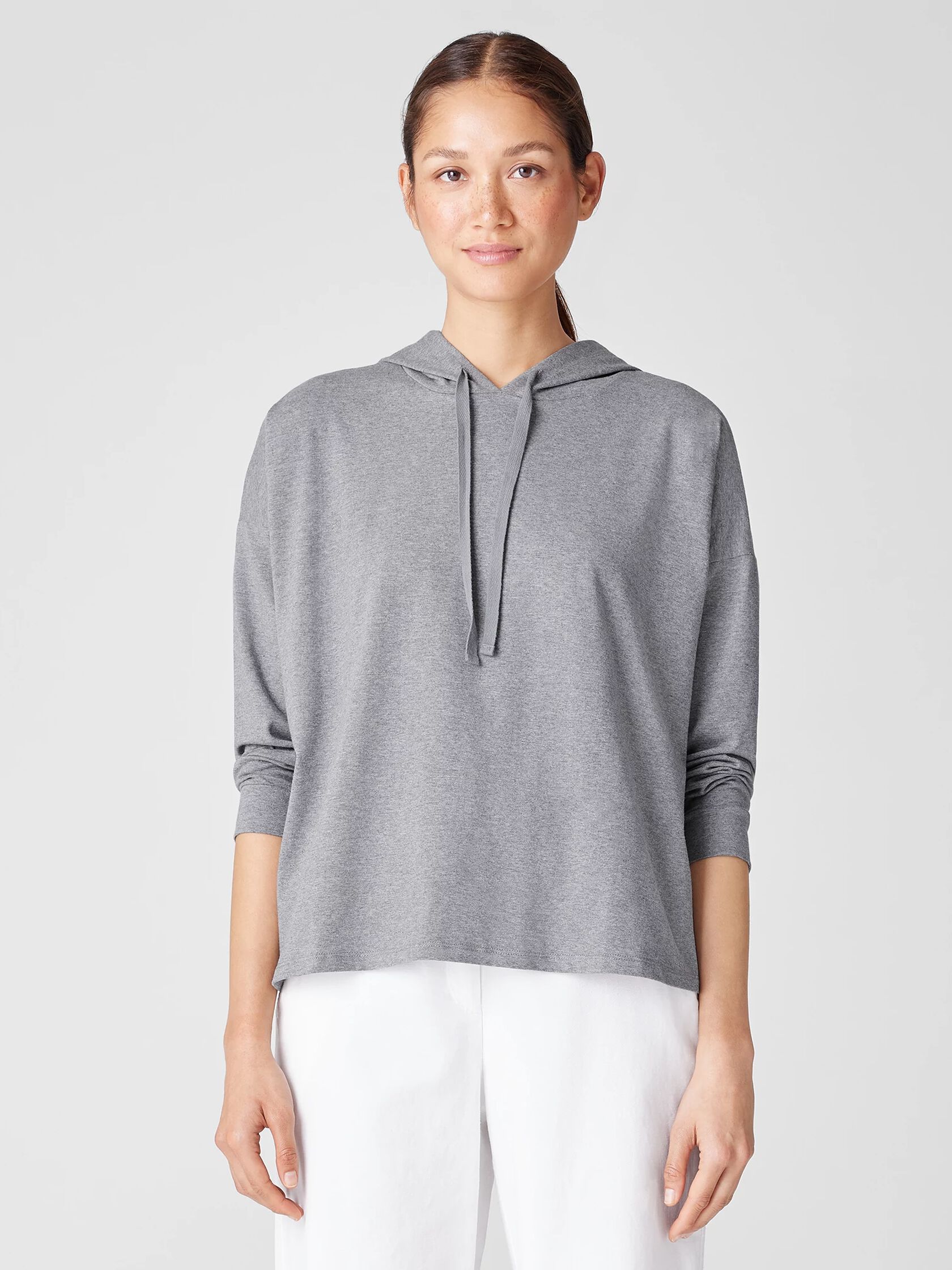 Heathered Organic Cotton Jersey Hooded Top