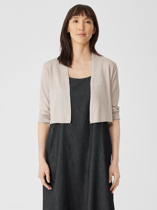 Organic Linen Cotton Jersey Cropped Cardigan