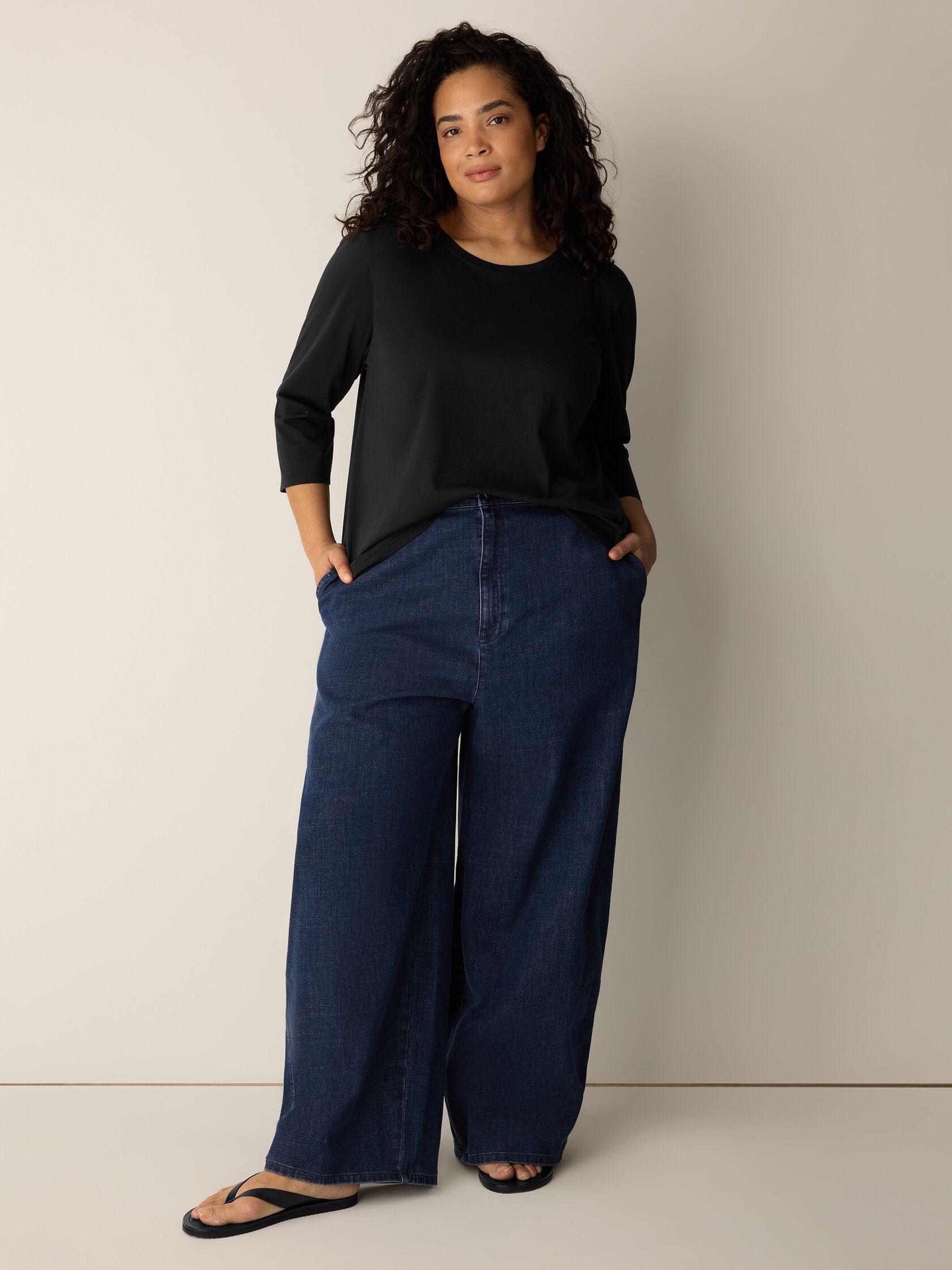 Organic Pima Cotton Jersey 3/4-Sleeve Tee
