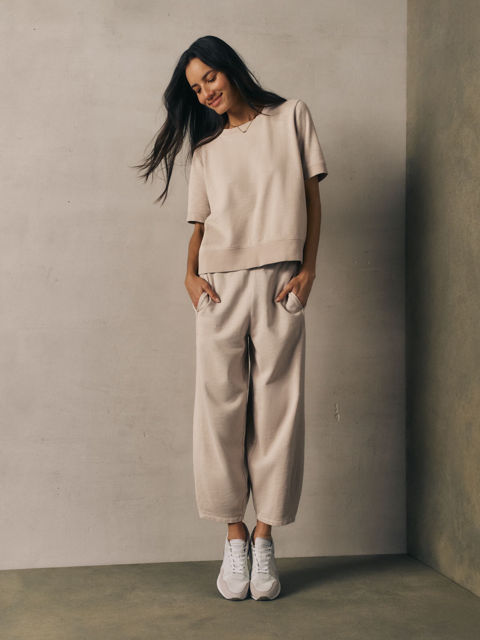 Garment-Dyed Organic Cotton Terry Lantern Pant