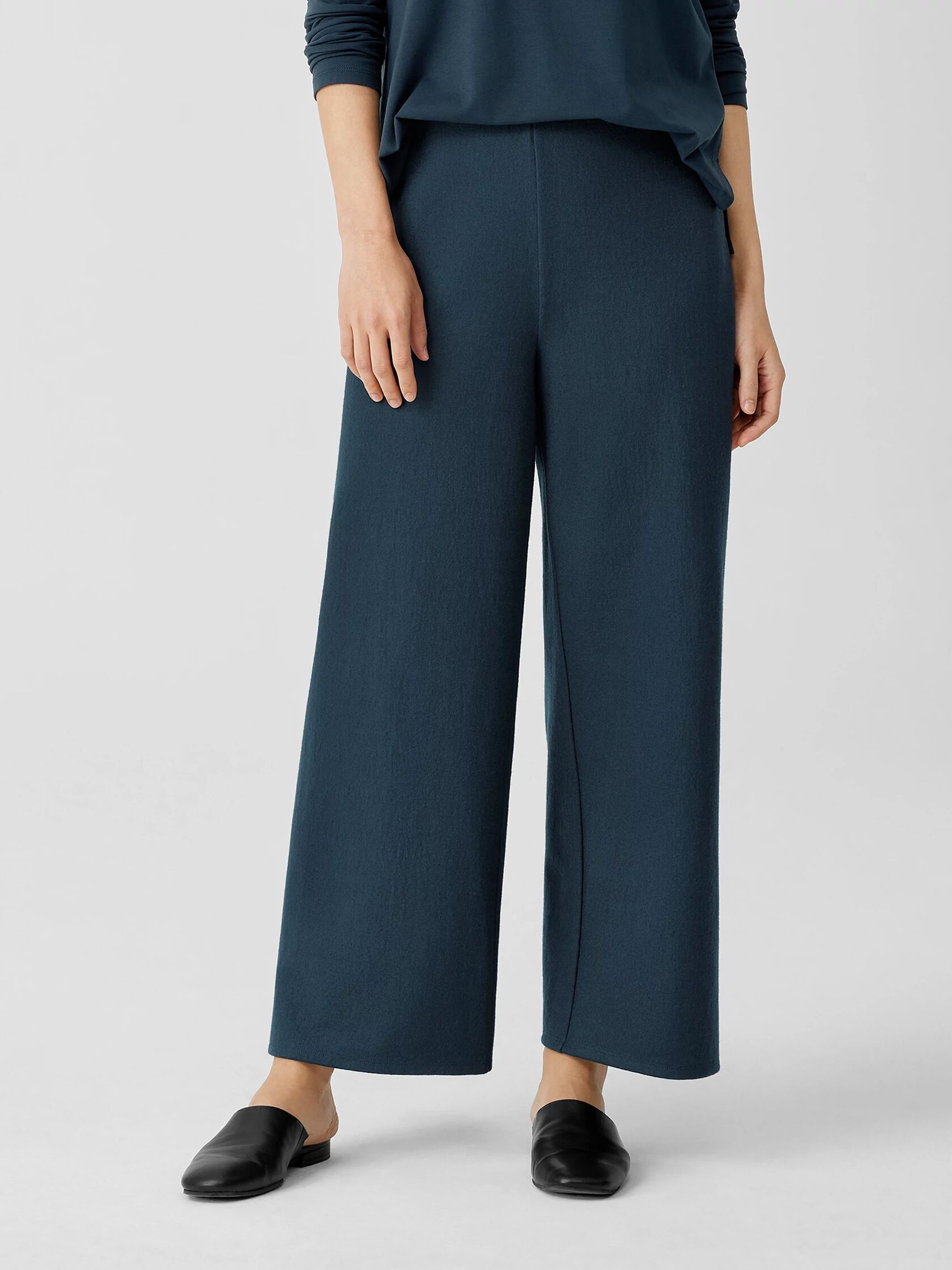 Boiled Wool Jersey Wide-Leg Pant