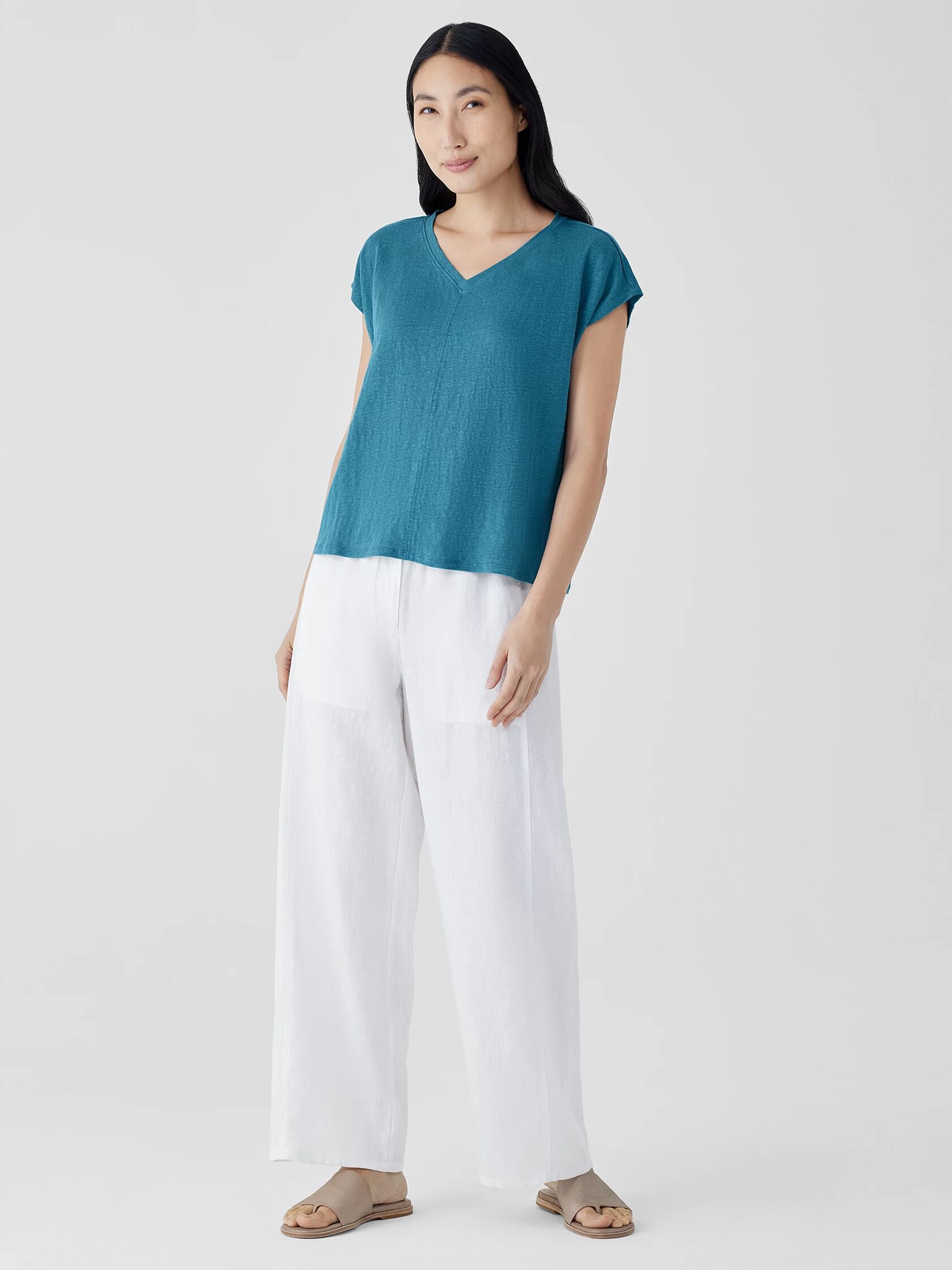 Organic Linen Jersey V-Neck Tee