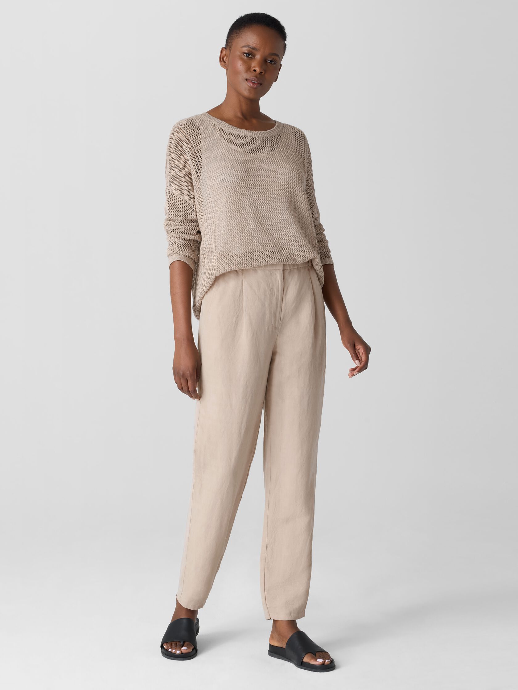 Linen Silk Twill Tapered Pant