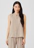 Puckered Organic Linen Sleeveless Shirt