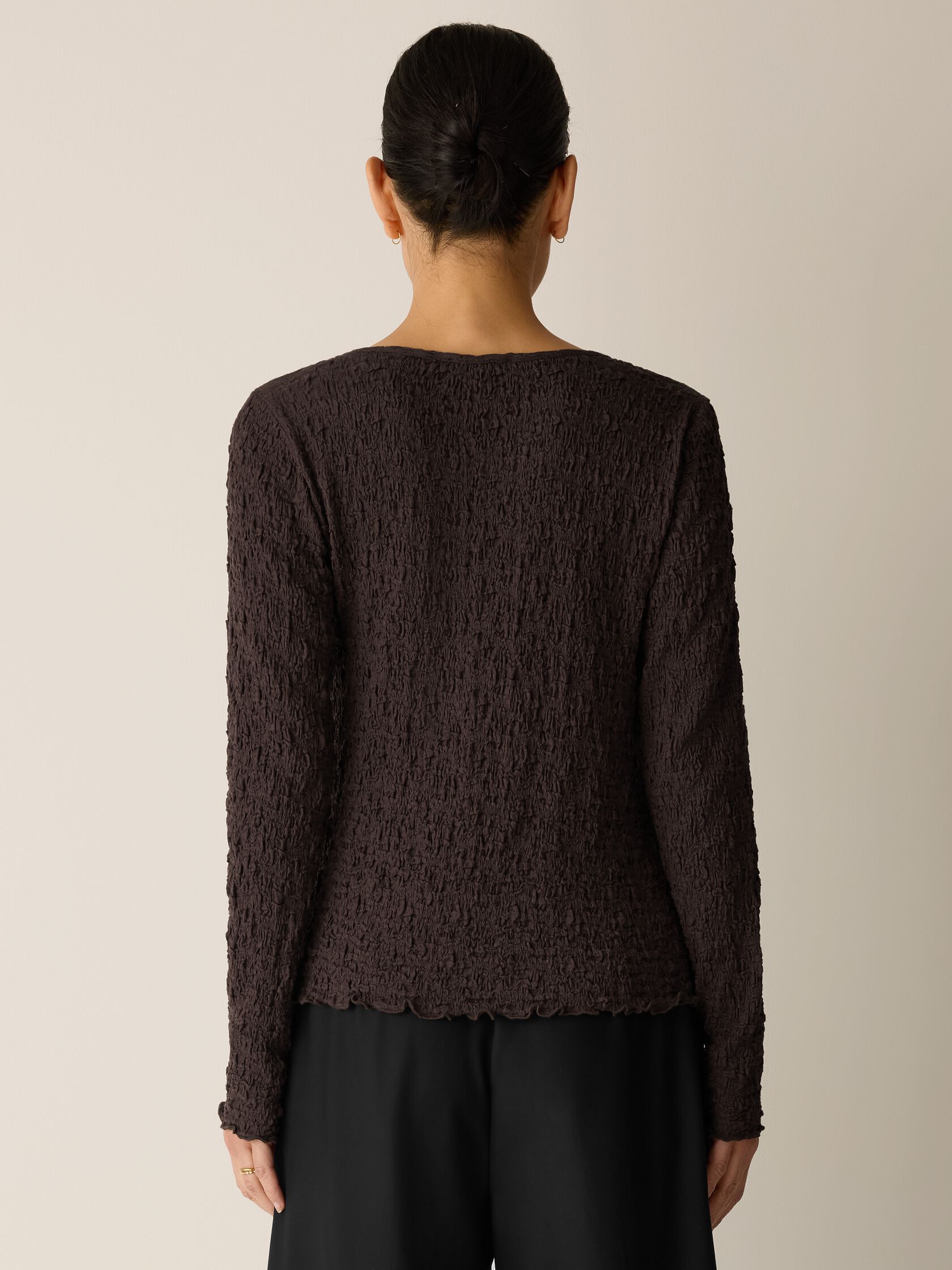 Bubble Jacquard Round Neck Top