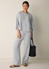 Puckered Organic Linen Stripe Straight Pant