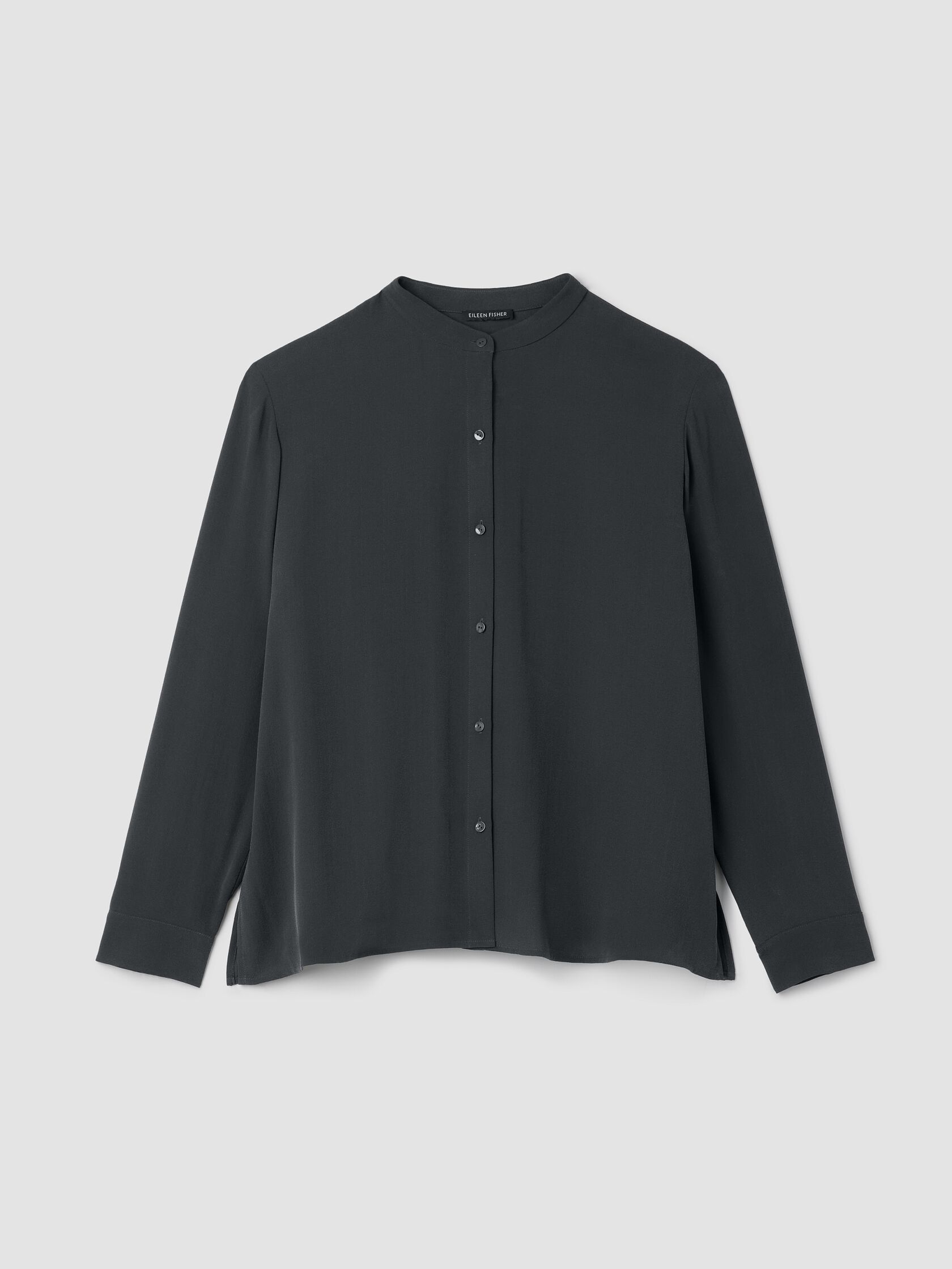 Silk Georgette Crepe Band Collar Top