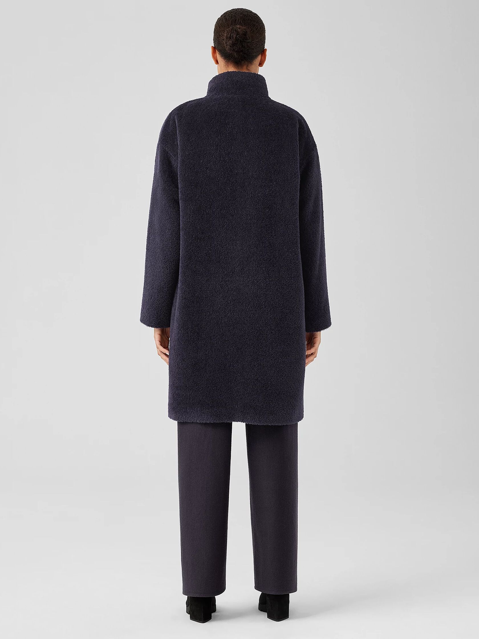 Sheared Suri Alpaca Stand Collar Coat