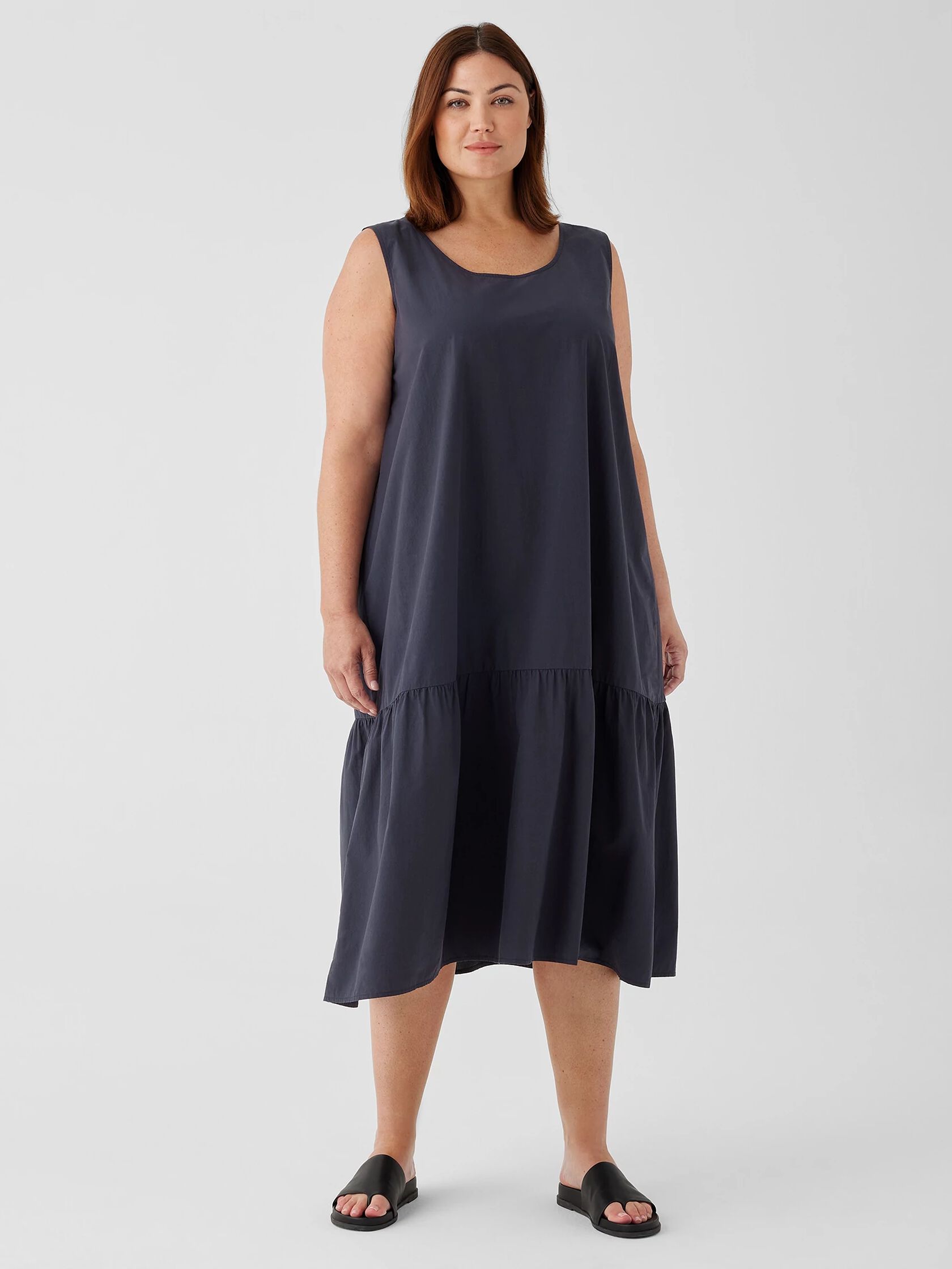 Washed Organic Cotton Poplin Tiered Dress