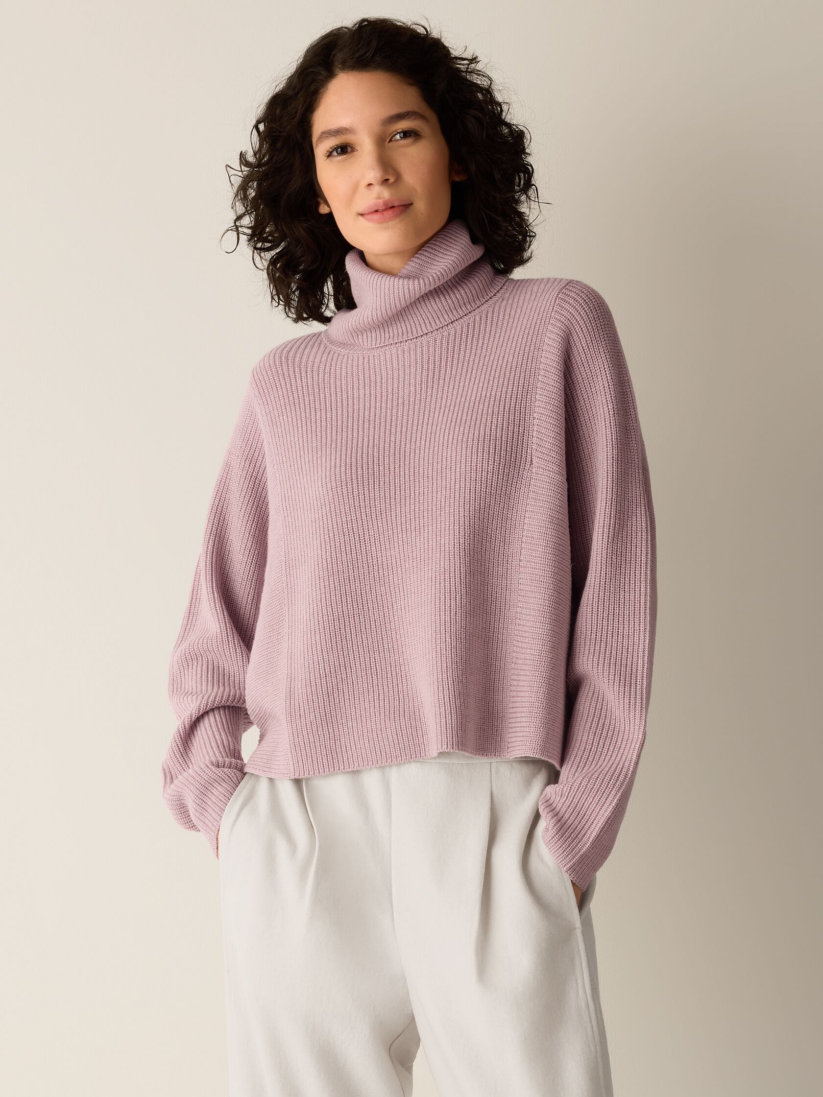 Italian Merino Turtleneck Top in Regenerative Wool