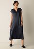 Textured Satin V-Neck Dress