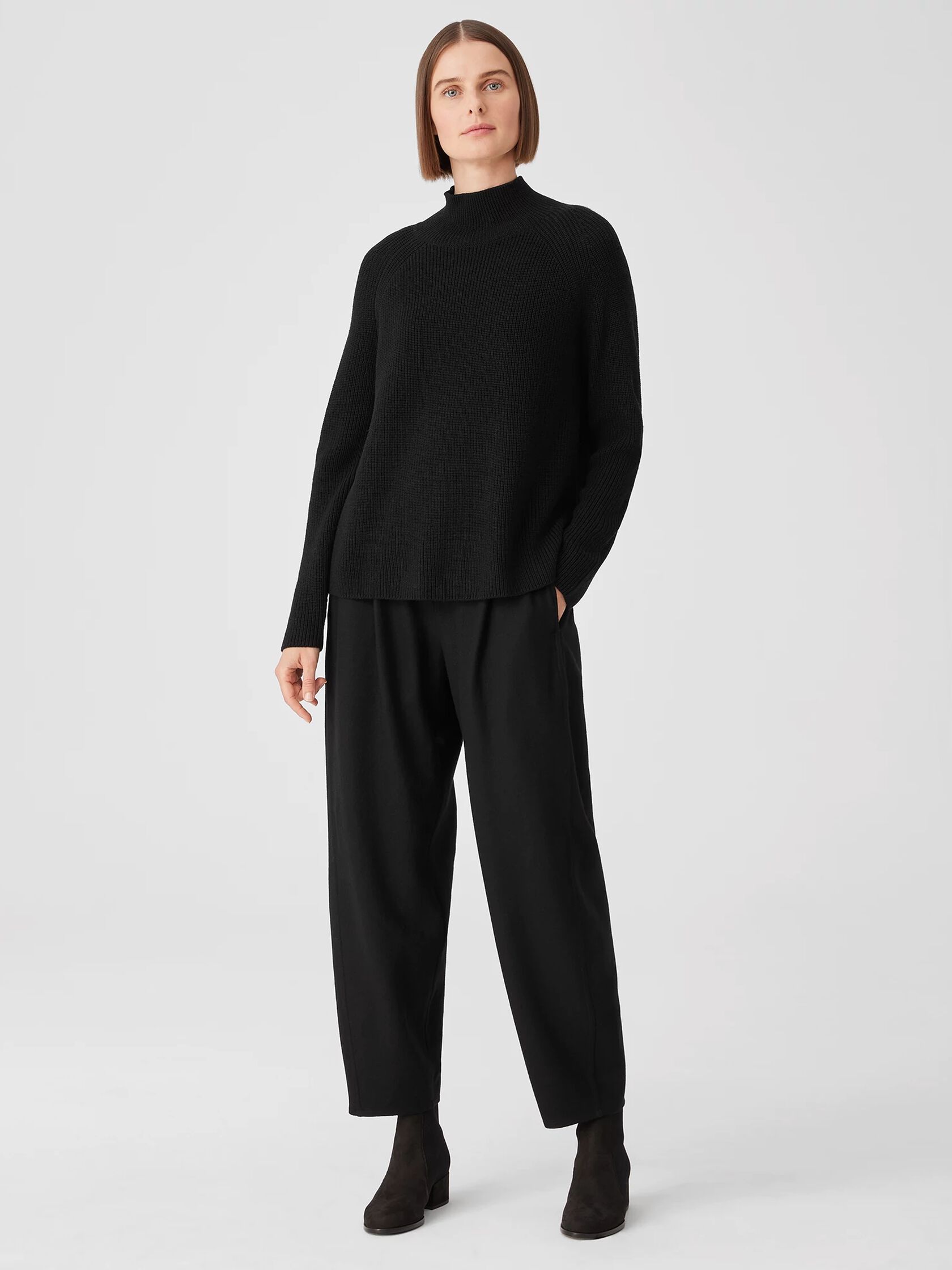 Boiled Wool Jersey Pleated Lantern Pant