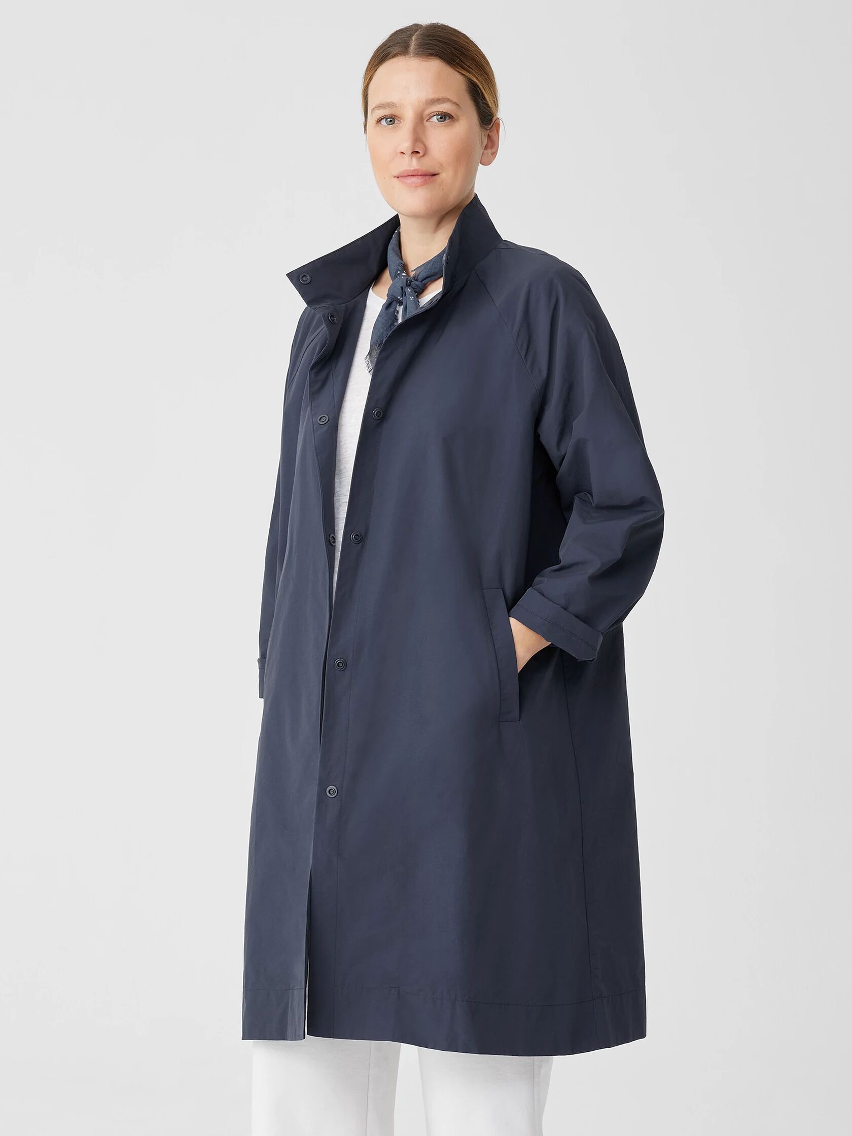 Light Cotton Nylon Stand Collar Coat