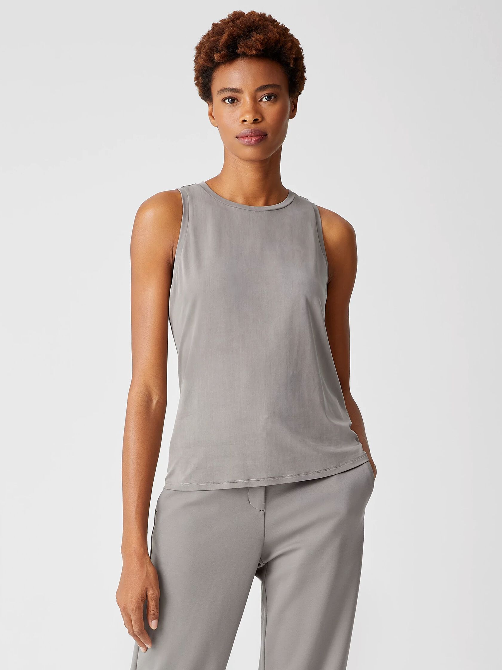 Sueded Cupro Knit Slim Tank