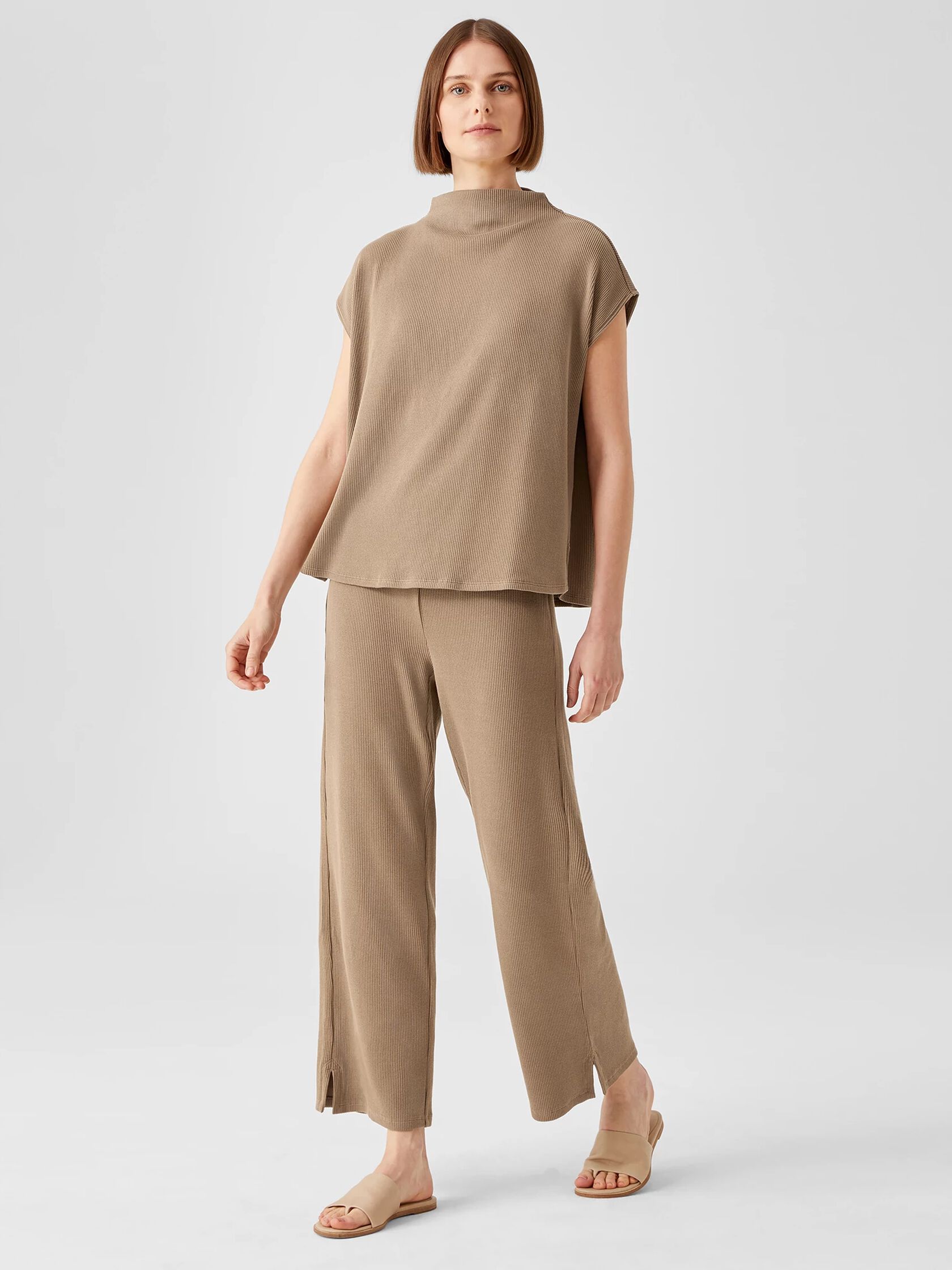 Ribbed Organic Cotton Blend Square Top