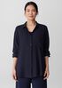 Silk Georgette Crepe Classic Collar Long Shirt