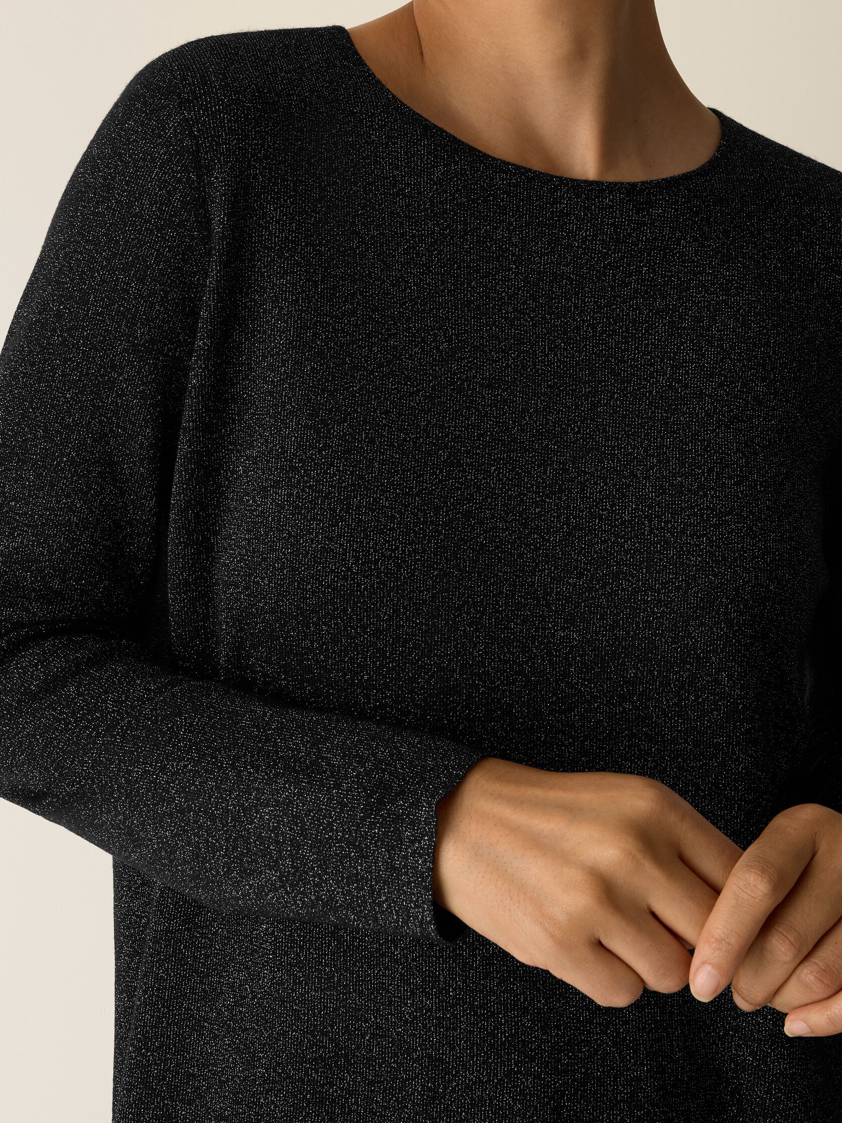Wool Shimmer Crew Neck Top
