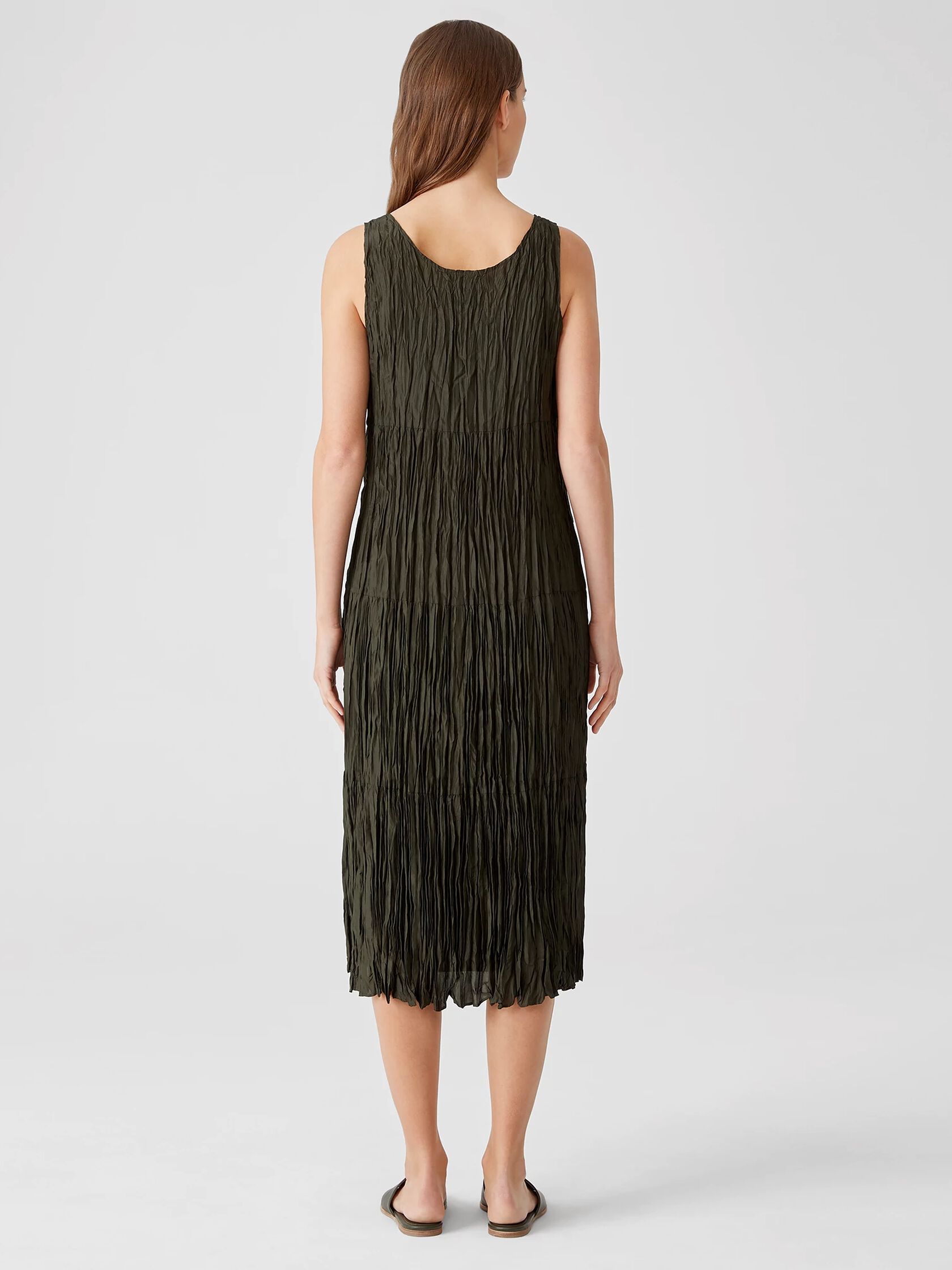 Crushed Silk Habutai Tiered Dress