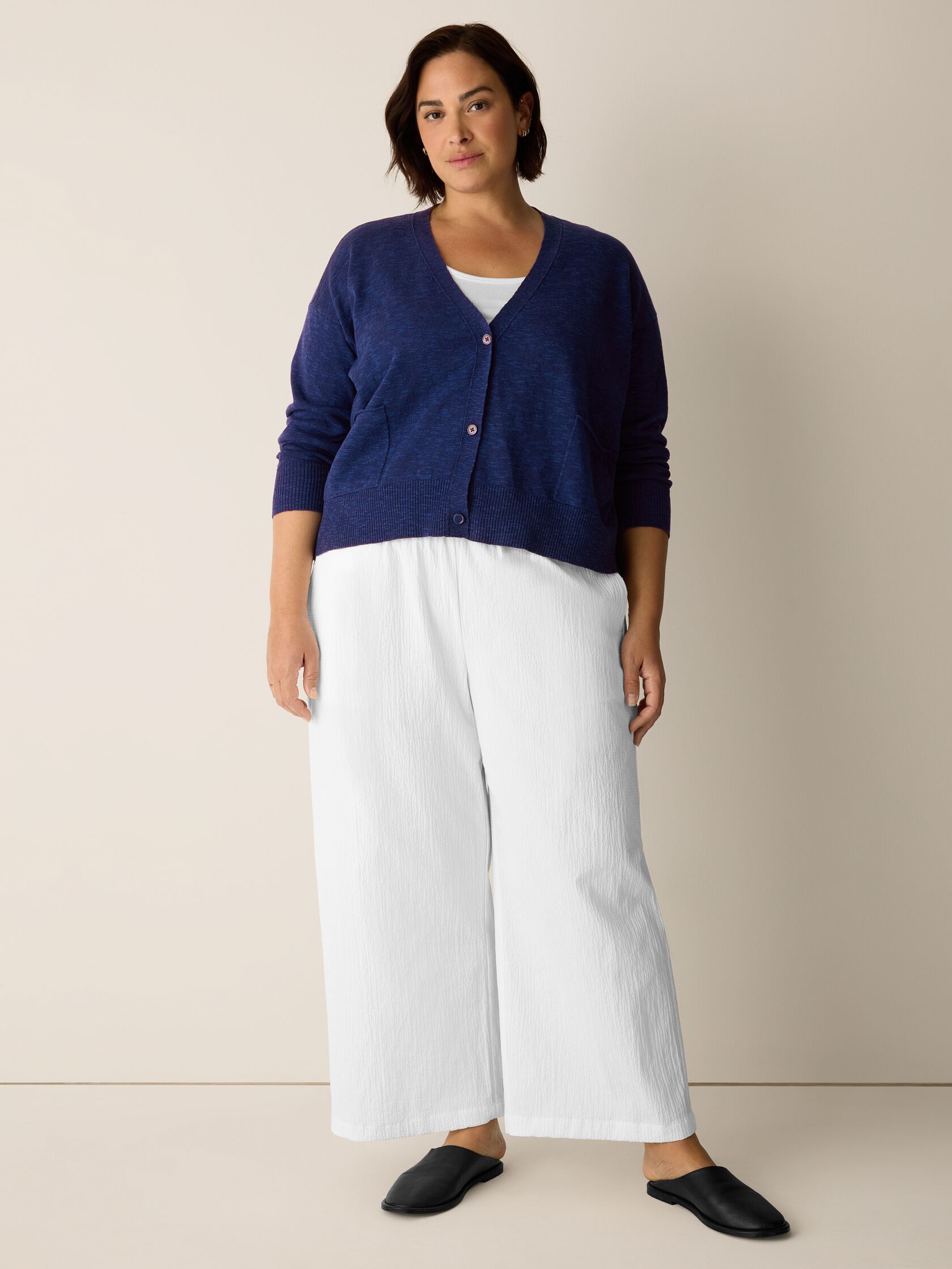 Organic Linen Cotton Slub Slouchy Cardigan