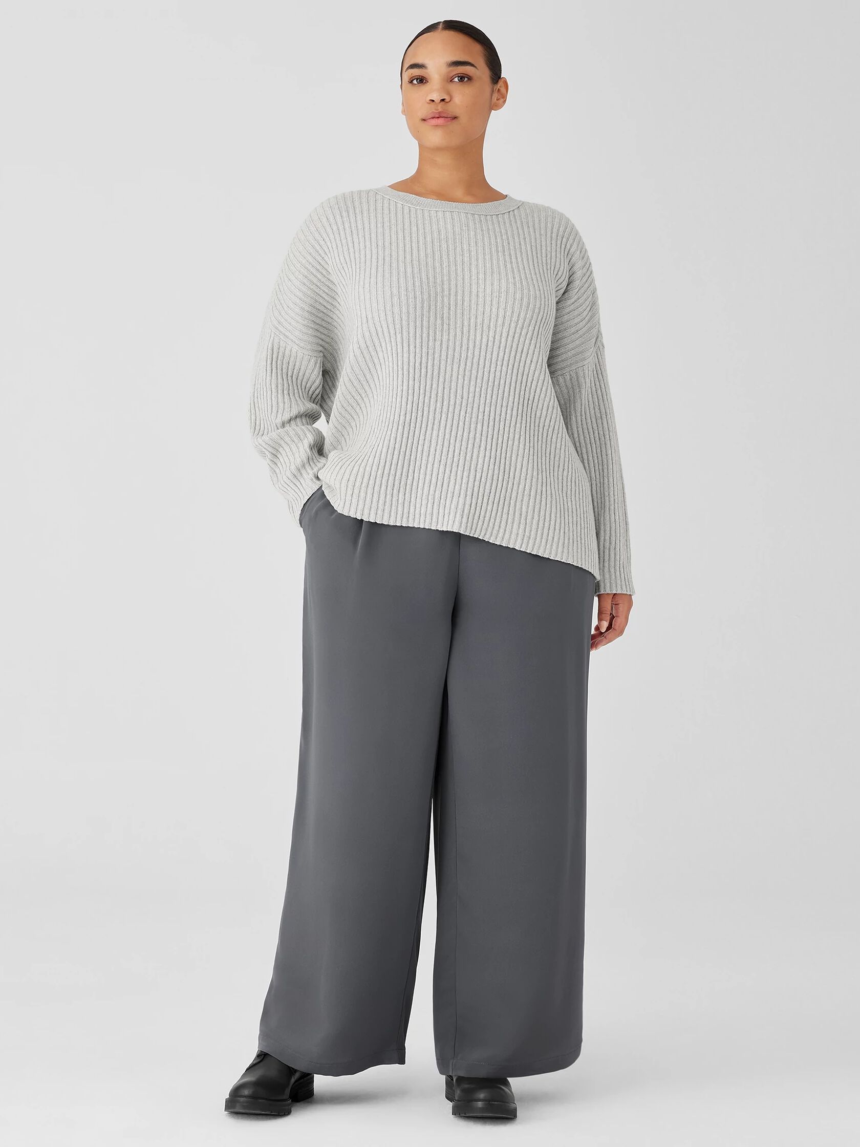 Silk Double Crepe Wide-Leg Pant