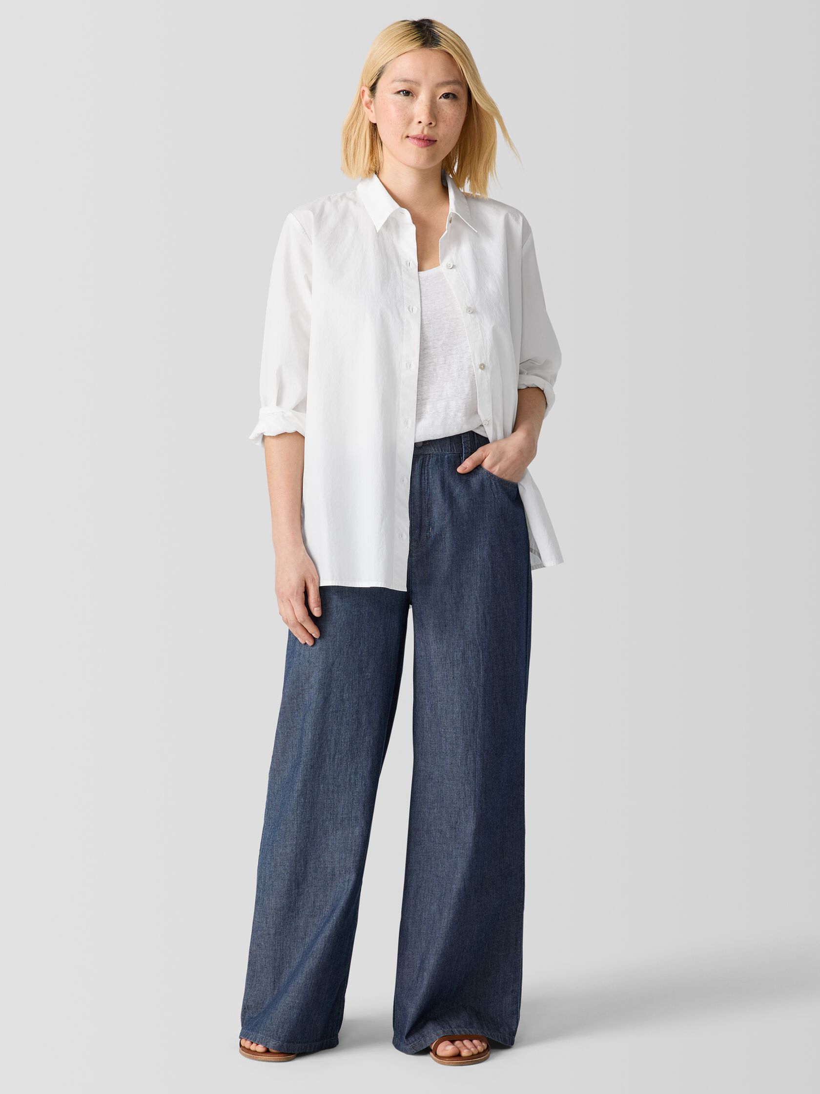 Airy Organic Cotton Twill Wide Trouser Pant