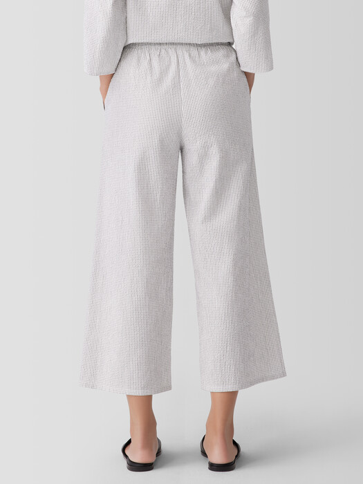 Organic Cotton Ripple Checkered Wide-Leg Pant