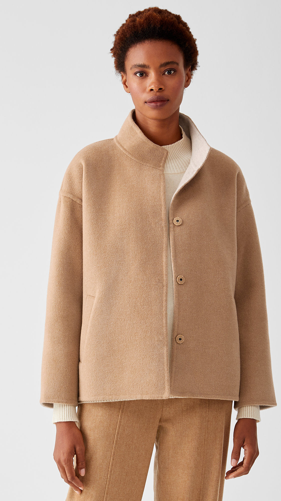 Doubleface Wool Cashmere Boxy Coat