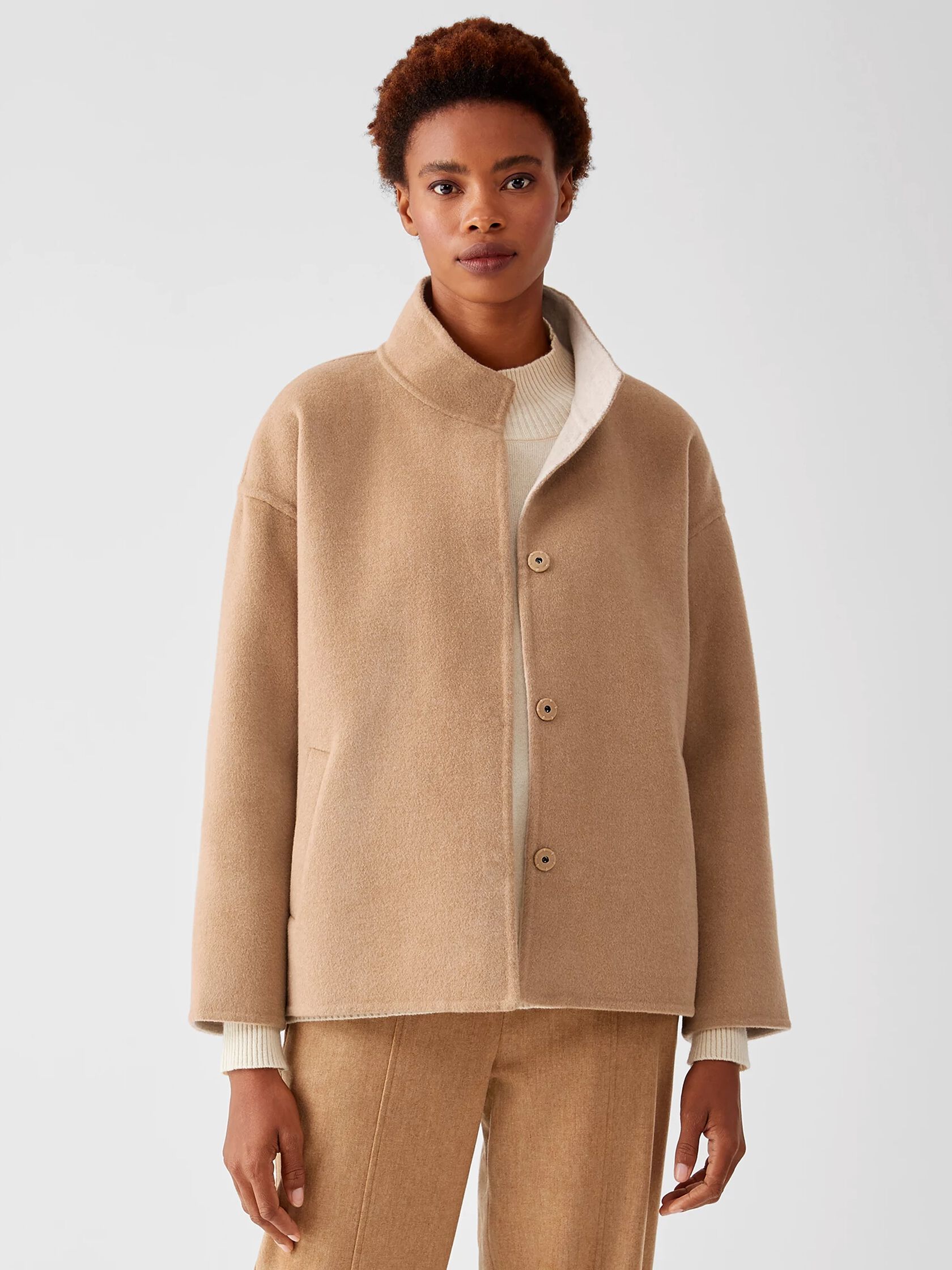 Doubleface Wool Cashmere Boxy Coat