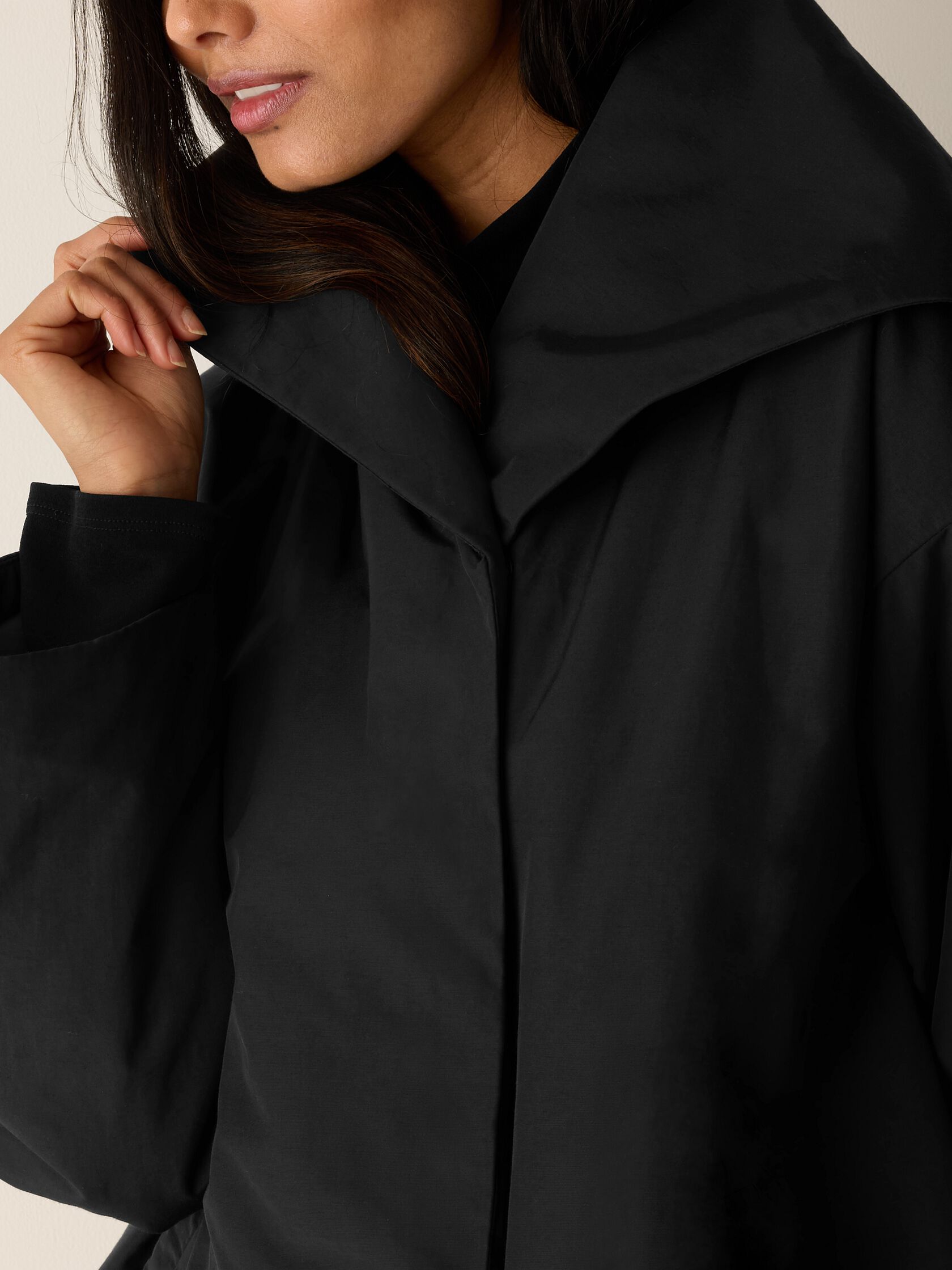 Light Cotton Nylon High Collar Padded Coat