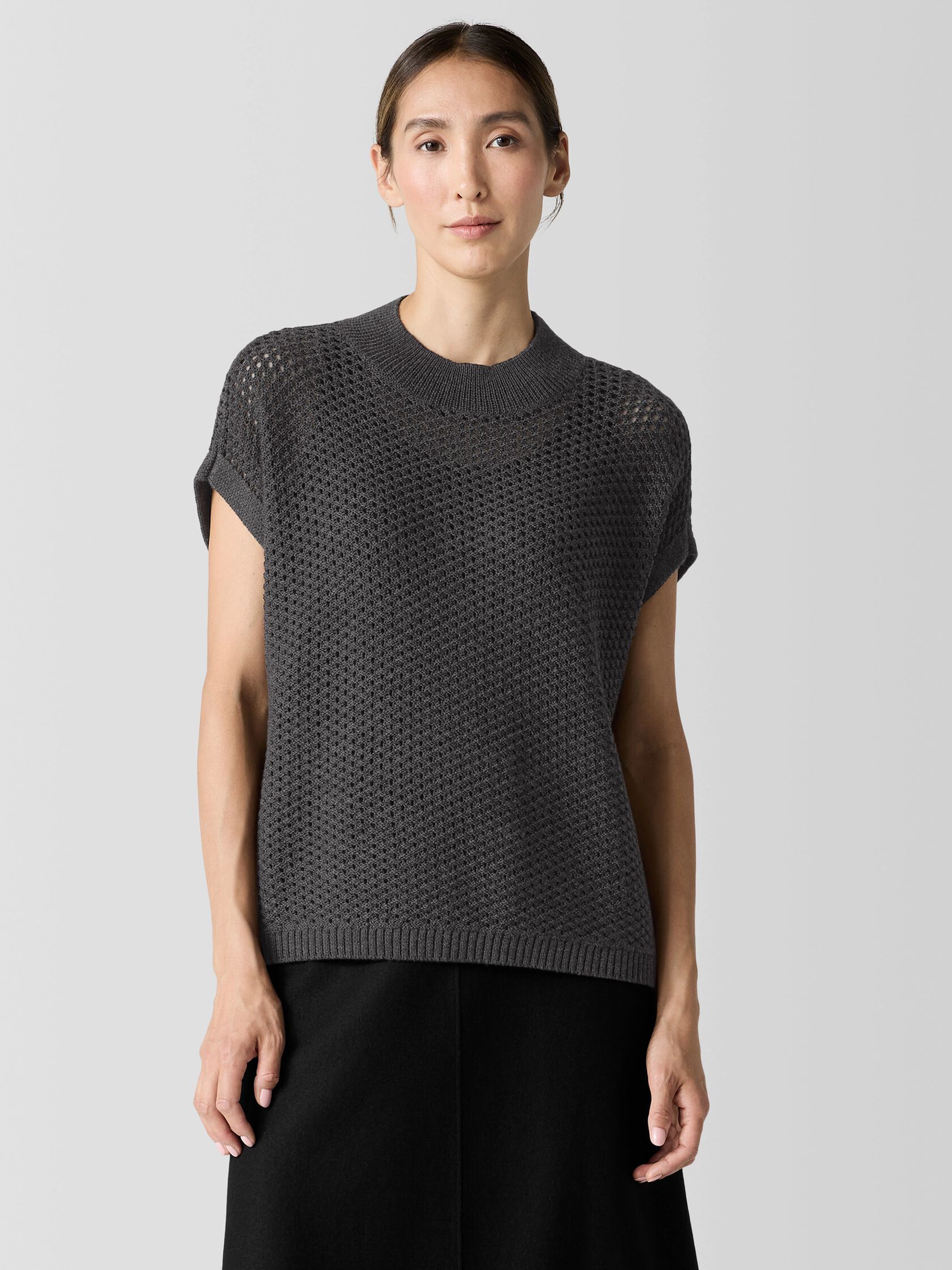 Merino Mock Neck Top in Regenerative Wool