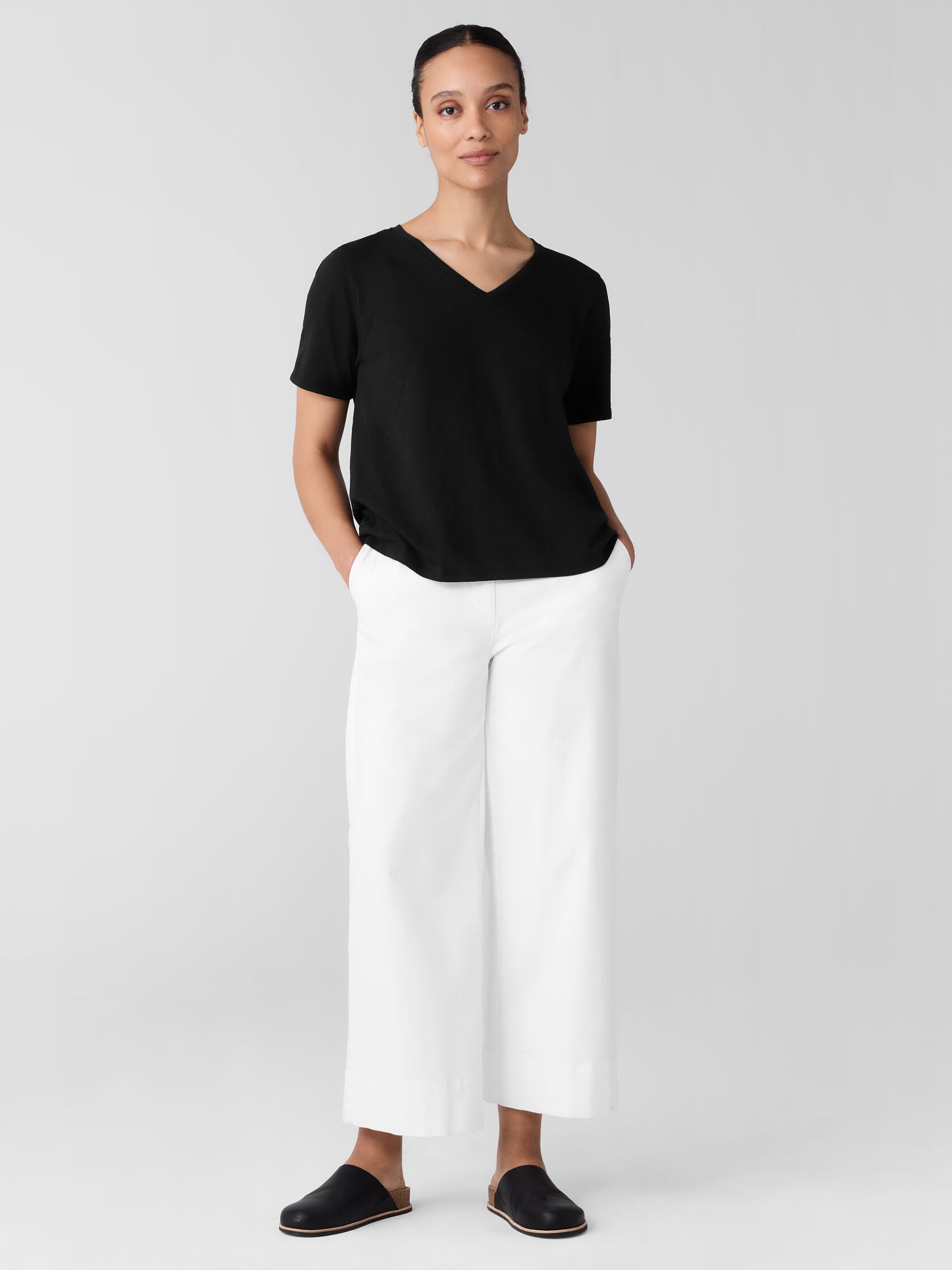 Organic Cotton Slubby Jersey V-Neck Tee