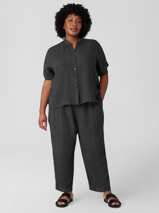 Puckered Organic Linen Tapered Pant