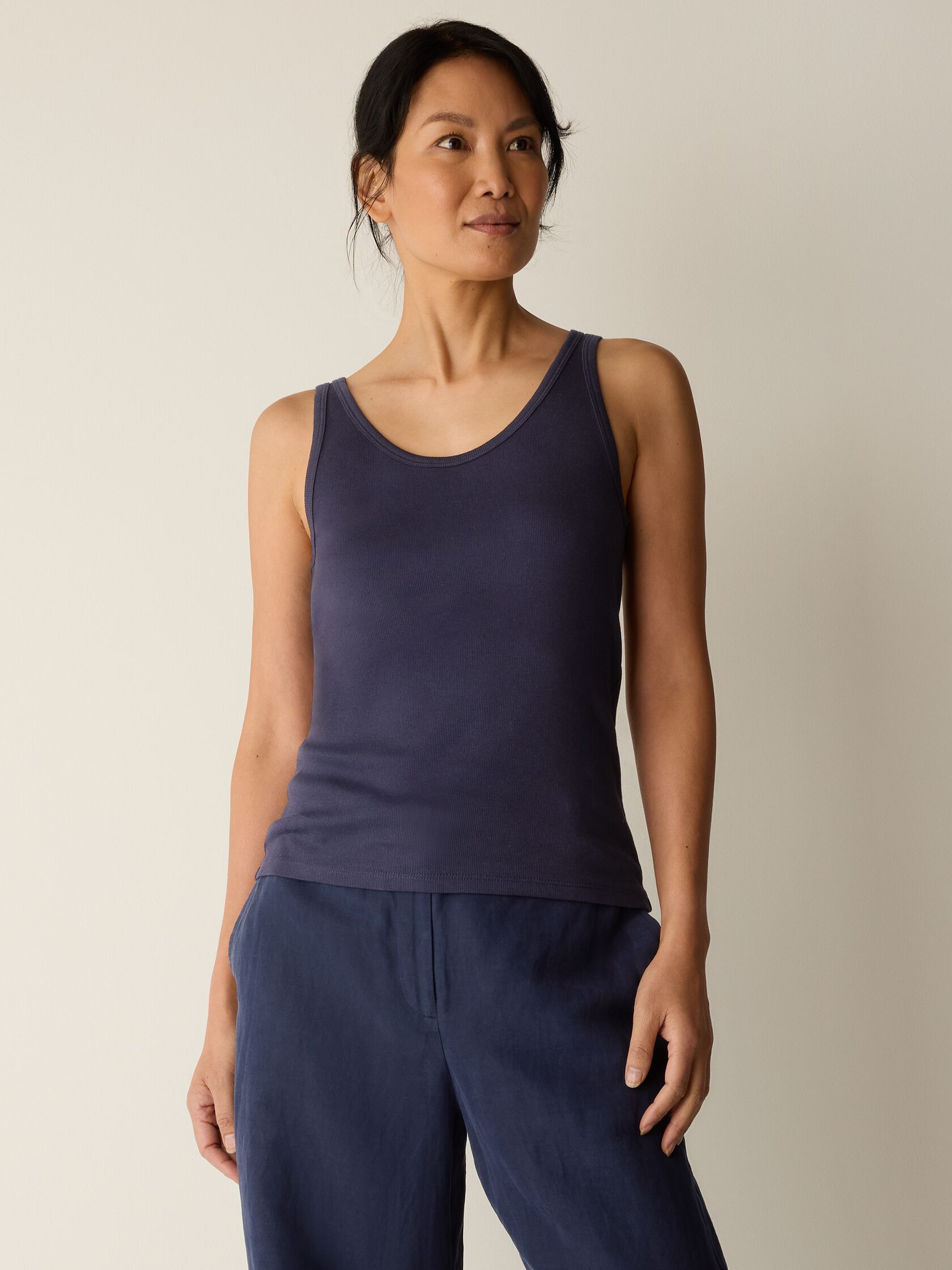 Organic Cotton Stretch Rib Scoop Neck Tank