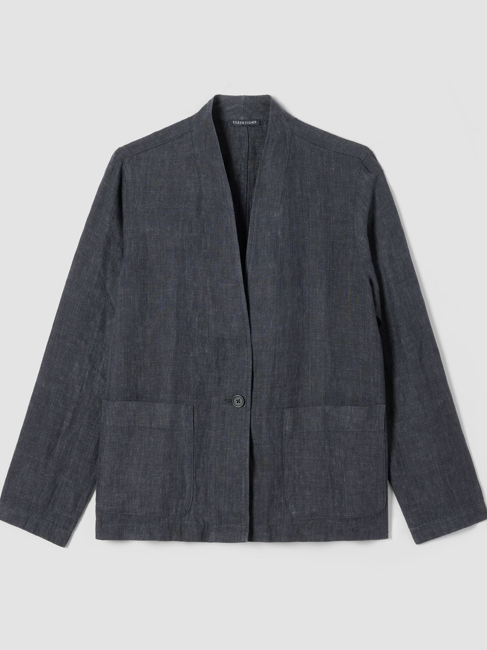 Washed Organic Linen Délavé High Collar Jacket
