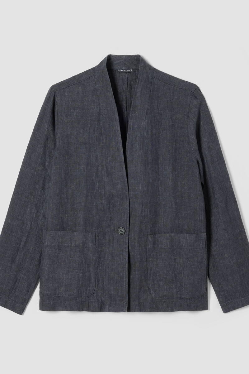 Washed Organic Linen Délavé High Collar Jacket Washed Organic Linen Délavé High Collar Jacket