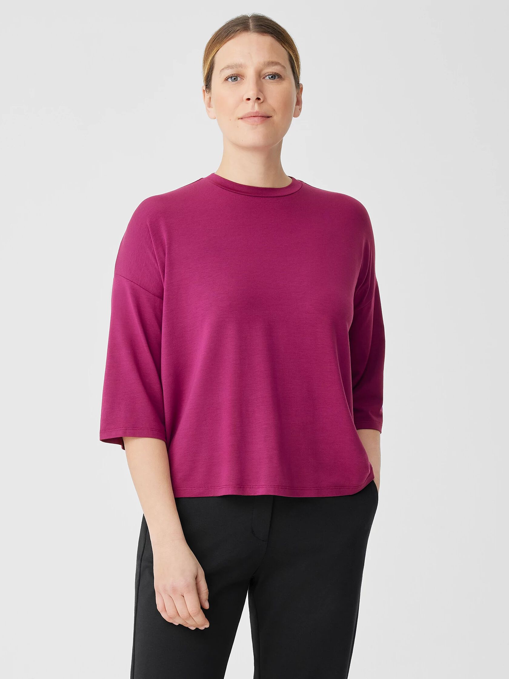 Fine Jersey Column-Sleeve Top