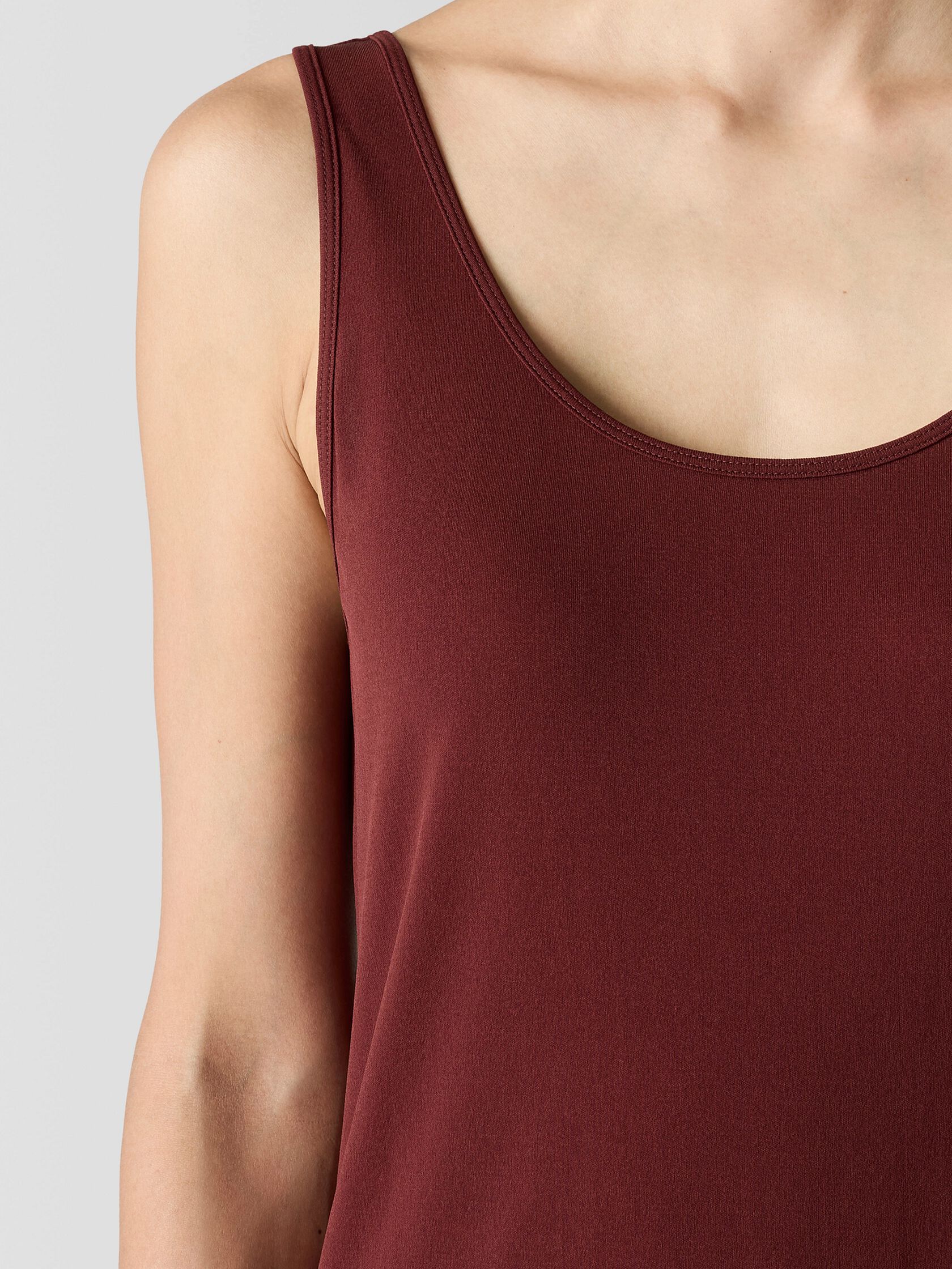 Stretch Silk Jersey Scoop Neck Tank