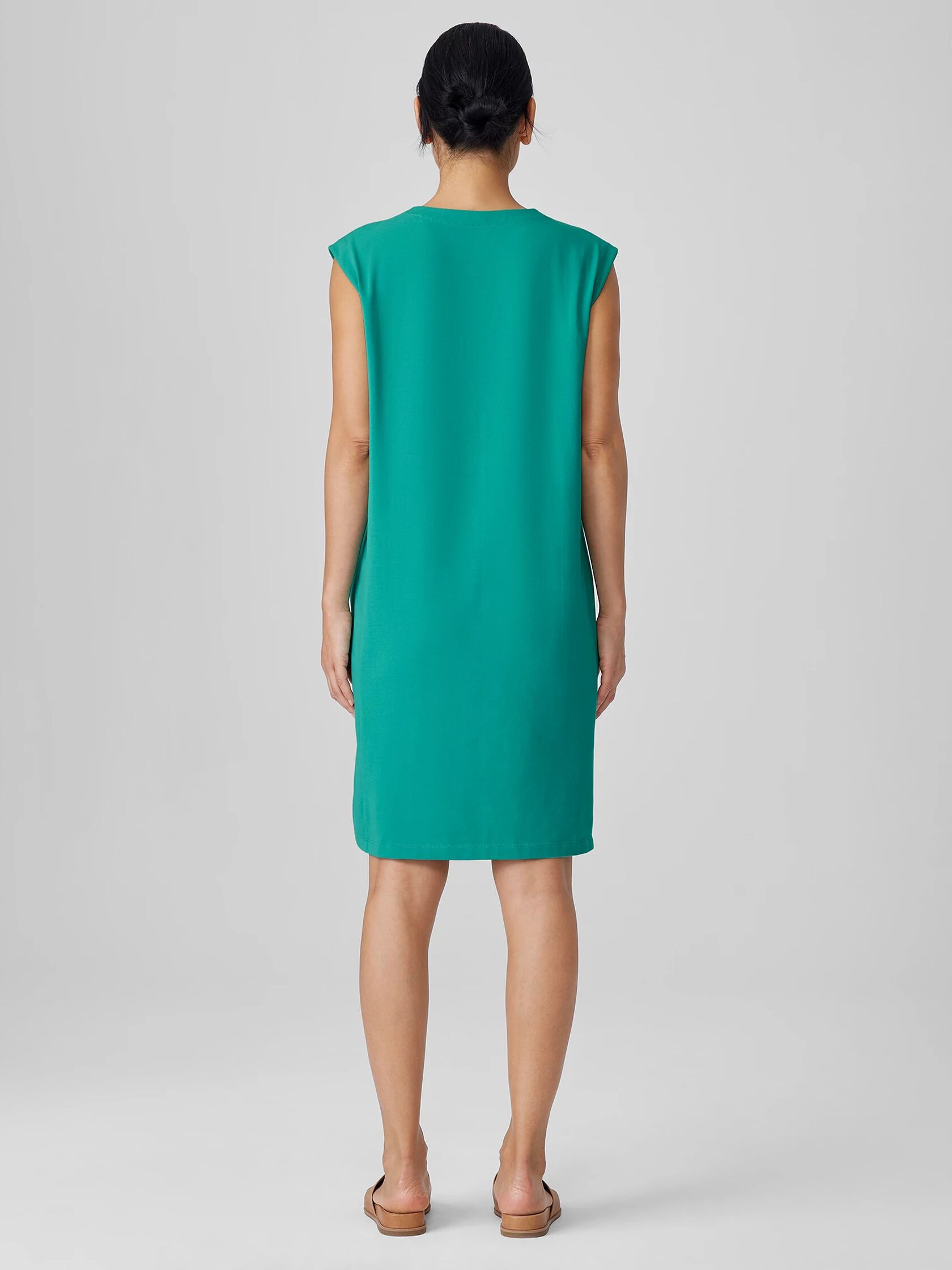 Pima Cotton Stretch Jersey Round Neck Dress