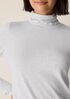 Mélange Sheer Cotton Blend Knit Turtleneck Top