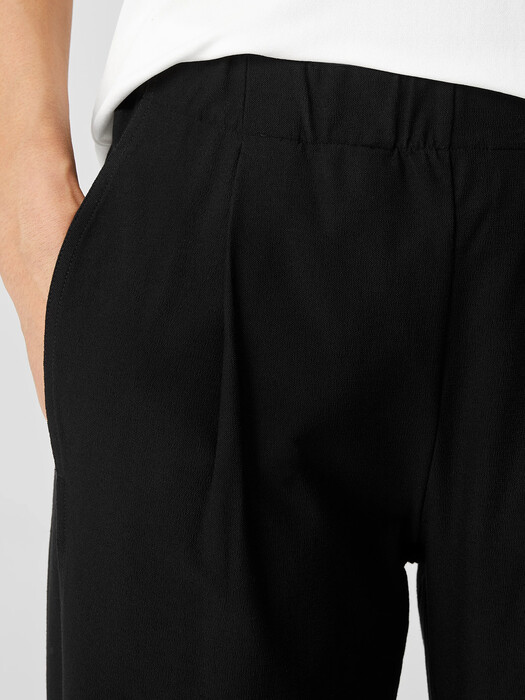 Washable Stretch Crepe Pleated Lantern Pant
