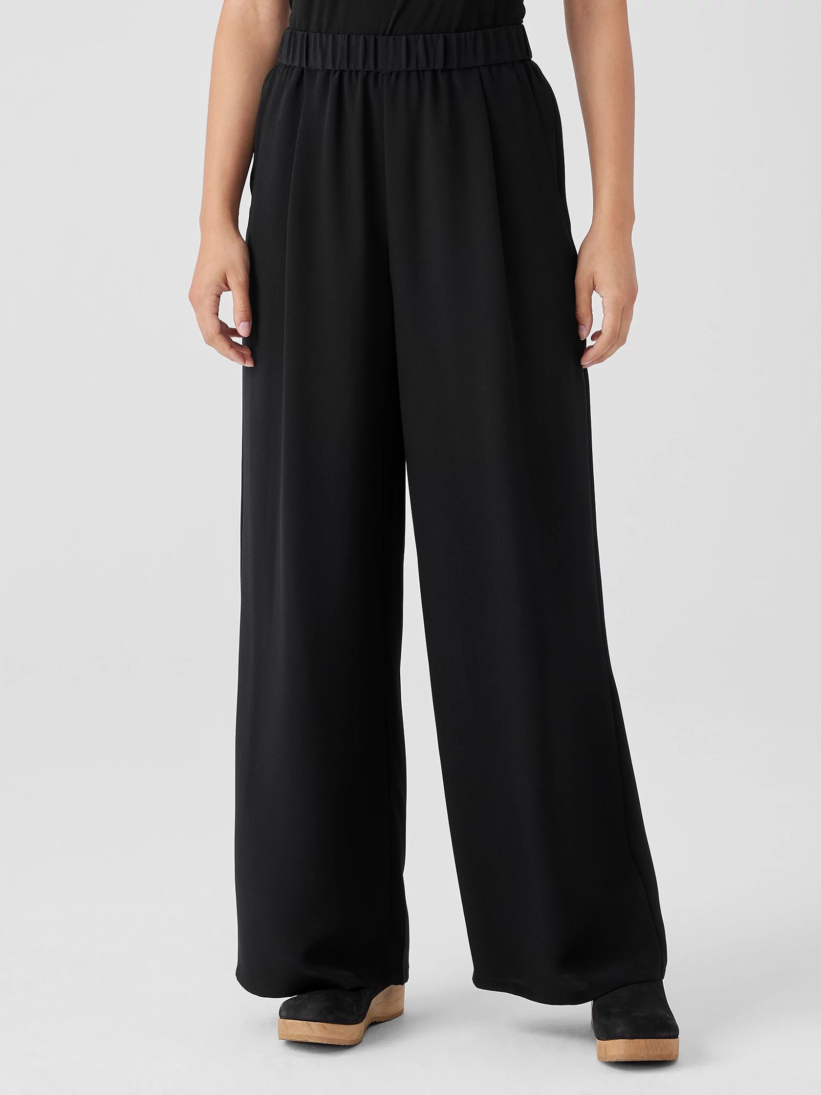 Silk Double Crepe Wide-Leg Pant