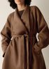 Lustrous Wool Drape Neck Coat
