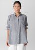 Puckered Organic Linen Stripe Classic Collar Long Shirt
